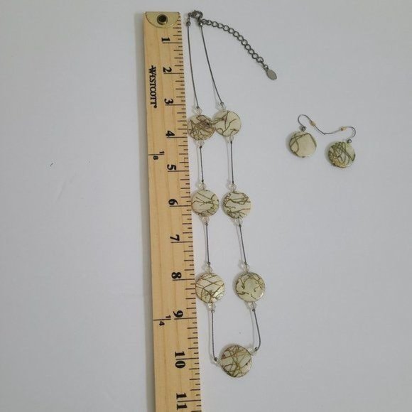 Marble style glass bead  Necklace/Earring set - Picture 3 of 6